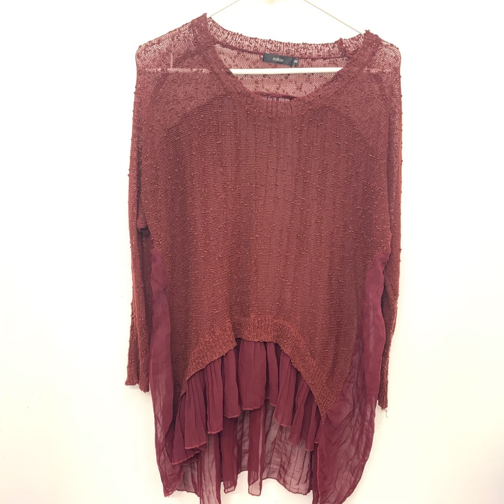 Millau wine maroon mixed media top